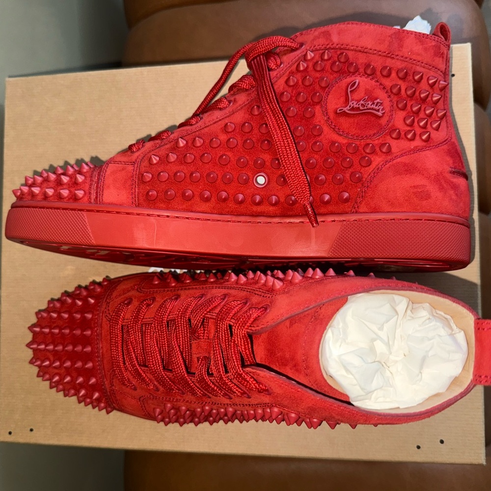 Authentic Christian Louboutin Red Studded High-Tops w/receipt